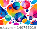 Colorful Watercolor Abstract Background with Vibrant Circles and Artistic Shapes 140766019