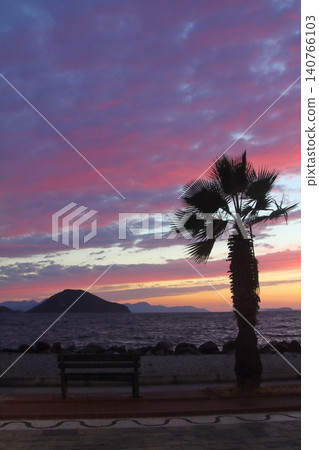 Seaside town of Turgutreis and spectacular sunsets Seaside town of Turgutreis and spectacular sunsets 140766103