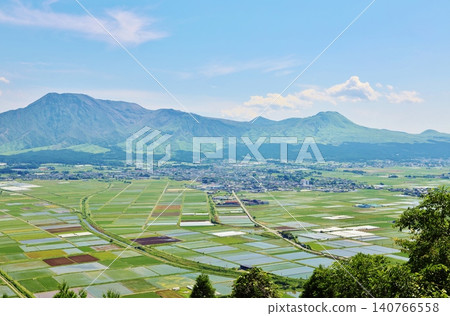 Rice paddy scenery in Aso City Rice paddy scenery in Aso City 140766558