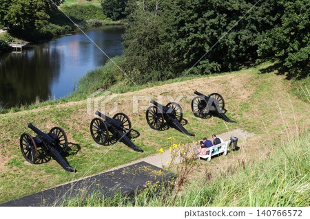 View of cannons at Fredericia Vold in Denmark View of cannons at Fredericia Vold in Denmark 140766572