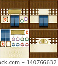 Japanese-style shop interior seamless background and frame material set 140766632
