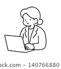 Illustration of a female doctor working on a laptop. 140766880
