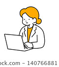 Illustration of a female doctor working on a laptop. 140766881