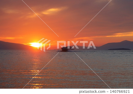Seaside town of Turgutreis and spectacular sunsets Seaside town of Turgutreis and spectacular sunsets 140766921