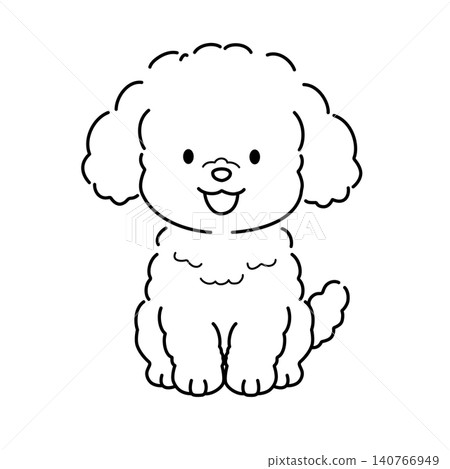 玩具貴賓犬全身線描插圖 玩具貴賓犬全身線描插圖 140766949