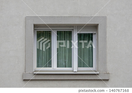 Exterior windows on old building facade 140767168