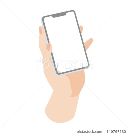 Illustration of a left hand operating a smartphone Illustration of a left hand operating a smartphone 140767580