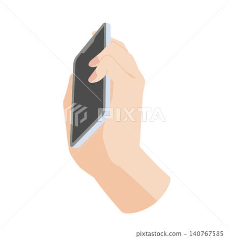 左手正在使用智慧型手機撥打電話的插圖。 140767585