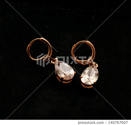 Sparkling diamond gold earrings Sparkling diamond gold earrings 140767607