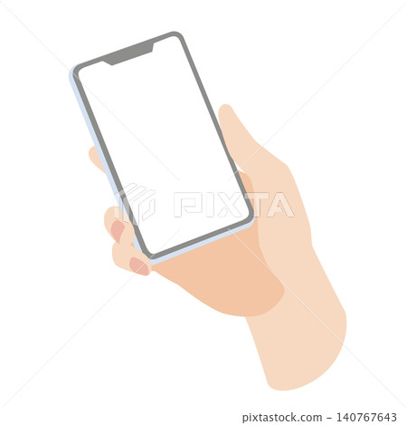右手操作智慧型手機（透明螢幕）的示意圖 140767643