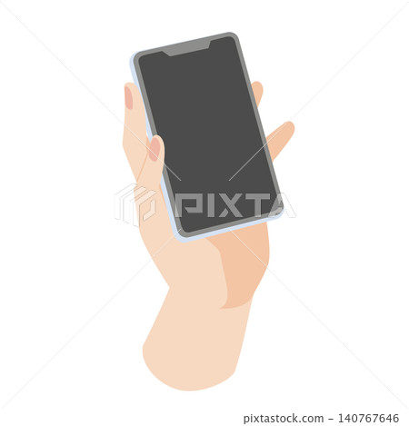 Illustration of a left hand operating a smartphone Illustration of a left hand operating a smartphone 140767646