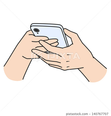 Illustration of two hands operating a smartphone Illustration of two hands operating a smartphone 140767707