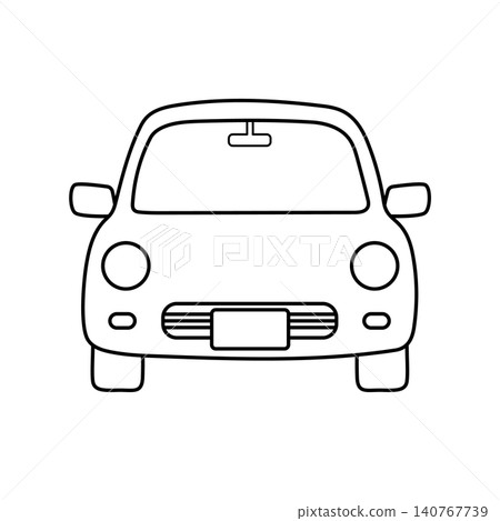 A simple line drawing illustration of a car (front view). A simple line drawing illustration of a car (front view). 140767739