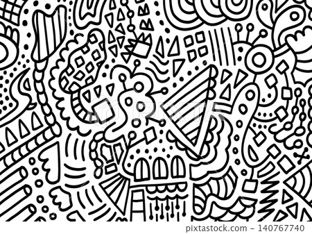 Hand-drawn style doodle pattern, textile-style background Hand-drawn style doodle pattern, textile-style background 140767740