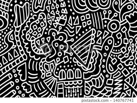 Hand-drawn style doodle pattern, textile-style background Hand-drawn style doodle pattern, textile-style background 140767741