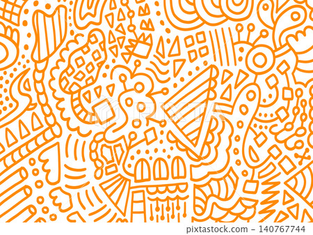 Hand-drawn style doodle pattern, textile-style background Hand-drawn style doodle pattern, textile-style background 140767744