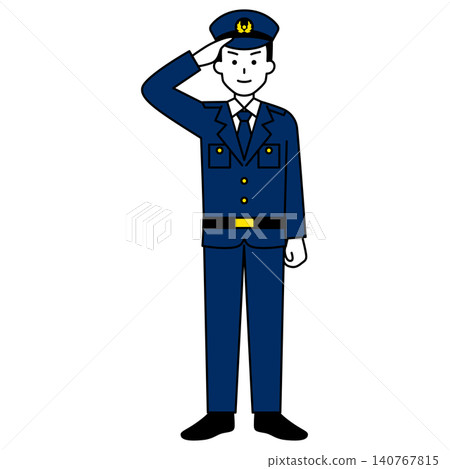 A male police officer saluting (full body) 140767815