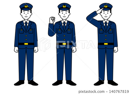 Full body pose set for male police officer 140767819