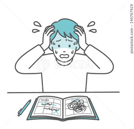 一幅插圖,描繪了一名患有自閉症的男子因計劃突然改變而驚慌失措的情景。 一幅插圖,描繪了一名患有自閉症的男子因計劃突然改變而驚慌失措的情景。 140767929