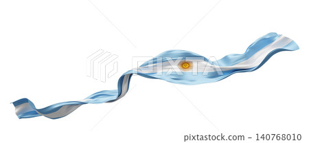 Argentina flag ribbon flowing isolated on white background with copy space 3D render Argentina flag ribbon flowing isolated on white background with copy space 3D render 140768010