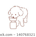Toy poodle drinking water (line drawing) 140768321
