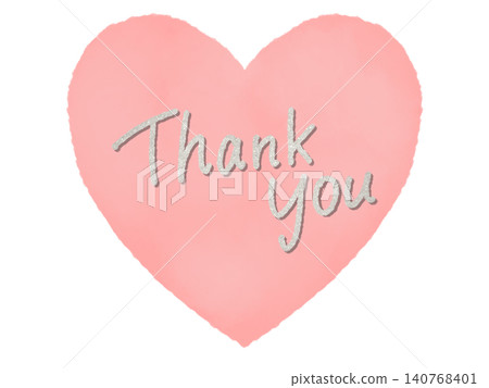 Pink heart and silver handwritten "Thank you" (thank you gift) Pink heart and silver handwritten "Thank you" (thank you gift) 140768401