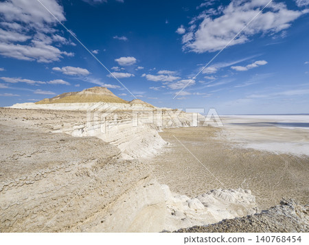 White cliffs of the Tuzbair Salt Lake, Kazakhstan White cliffs of the Tuzbair Salt Lake, Kazakhstan 140768454