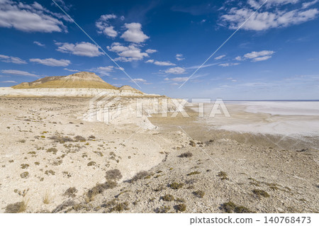 Tuzbair Salt Lake and White Cliffs - Mangystau Province, Kazakhstan Tuzbair Salt Lake and White Cliffs - Mangystau Province, Kazakhstan 140768473