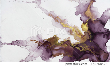 A luxurious Japanese modern background with purple and gold watercolors bleeding from the bottom right. A luxurious Japanese modern background with purple and gold watercolors bleeding from the bottom right. 140768528