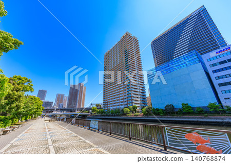 東京港區港南城區的城市景觀：高濱運河長廊 140768874