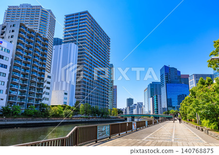 東京港區港南城區的城市景觀：高濱運河長廊 140768875