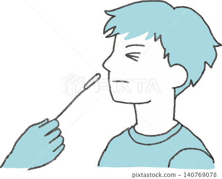 插圖描繪了一個人在棉花棒(檢測試劑盒)插入鼻腔時痛苦地皺眉的情景(解釋無痛PCR/流感檢測)。 插圖描繪了一個人在棉花棒(檢測試劑盒)插入鼻腔時痛苦地皺眉的情景(解釋無痛PCR/流感檢測)。 140769078