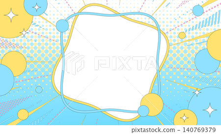 Pop design frame, dot halftone, focus lines, 16:9 size 140769379