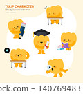 Cute tulip flower character set for education school study and learning vector illustration 140769483