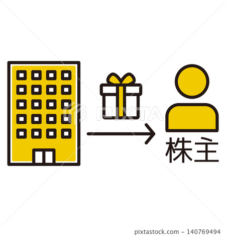 Illustration of a person receiving shareholder benefits 140769494