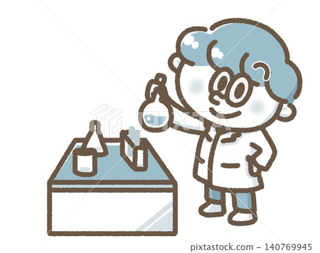 Illustration of a man conducting an experiment Illustration of a man conducting an experiment 140769945
