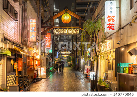 A rainy night in Nogekoji, a retro restaurant district. A rainy night in Nogekoji, a retro restaurant district. 140770046