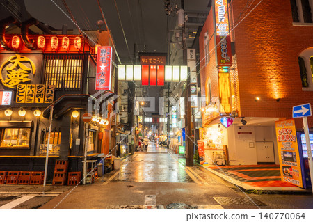 A rainy night in Nogekoji, a retro restaurant district. A rainy night in Nogekoji, a retro restaurant district. 140770064