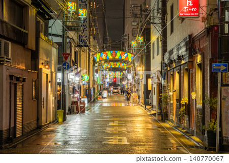 A rainy night in Nogekoji, a retro restaurant district. A rainy night in Nogekoji, a retro restaurant district. 140770067