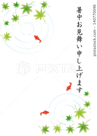 Cool green and goldfish summer greeting card template Cool green and goldfish summer greeting card template 140770096