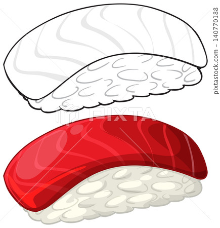Vector Illustration of Tuna and White Fish Nigiri Sushi Pieces Vector Illustration of Tuna and White Fish Nigiri Sushi Pieces 140770188