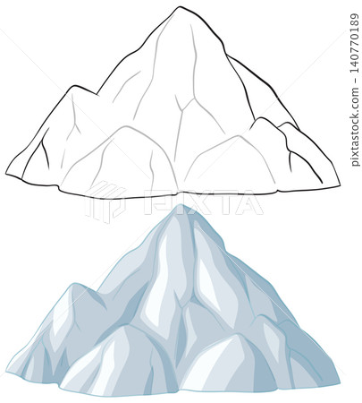 Snowy Mountain Peak Vector Illustration in Line Art and Color Snowy Mountain Peak Vector Illustration in Line Art and Color 140770189