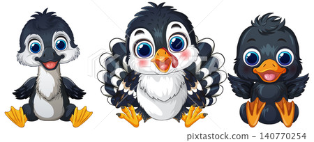 Cute Cartoon Baby Birds Set with Goose Turkey and Duckling Cute Cartoon Baby Birds Set with Goose Turkey and Duckling 140770254
