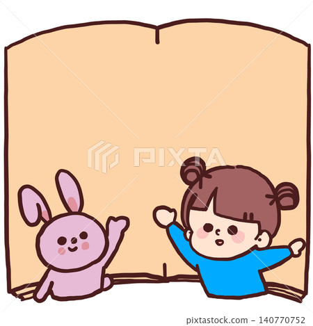 An illustration of a girl and a rabbit that looks like they jumped out of a picture book. An illustration of a girl and a rabbit that looks like they jumped out of a picture book. 140770752