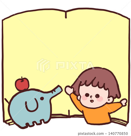 An illustration of a boy and an elephant toy that looks like they jumped out of a picture book. An illustration of a boy and an elephant toy that looks like they jumped out of a picture book. 140770850