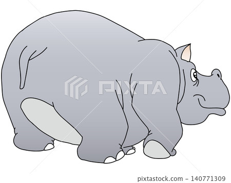 Hand-drawn animal illustration ☆ Hippo 140771309