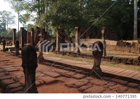 The approach to Banteay Srei The approach to Banteay Srei 140771395