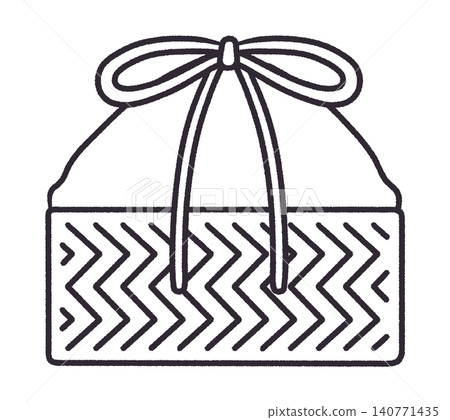 Line art illustration of Japanese accessories/drawstring pouches Line art illustration of Japanese accessories/drawstring pouches 140771435
