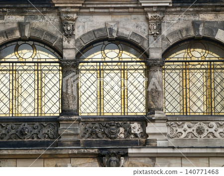 Restored gilded facade showcases timeless beauty and artistic craftsmanship in architecture Restored gilded facade showcases timeless beauty and artistic craftsmanship in architecture 140771468