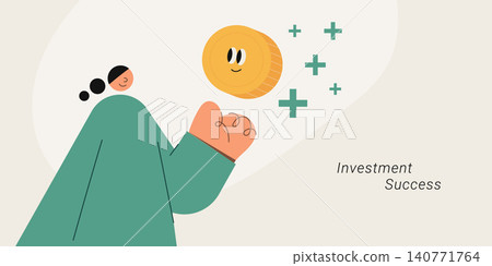 Flat design illustration of a person tossing a cute smiling gold coin with plus signs, representing investment success and positive financial return. Perfect for finance, banking, and fintech content. Flat design illustration of a person tossing a cute smiling gold coin with plus signs, representing investment success and positive financial return. Perfect for finance, banking, and fintech content. 140771764